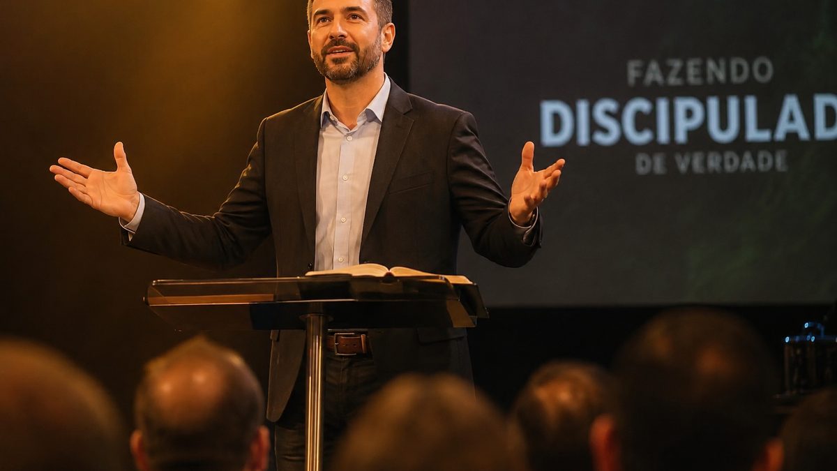 Pastor pregando com oratória e autoridade — treinamento em Petrolina